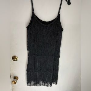 Black, fringe, sparkly dress